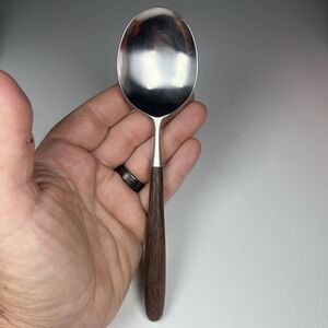Lauffer Palisander Medium Table Serving Spoon Rosewood Handle Japan 18/8 MCM -B